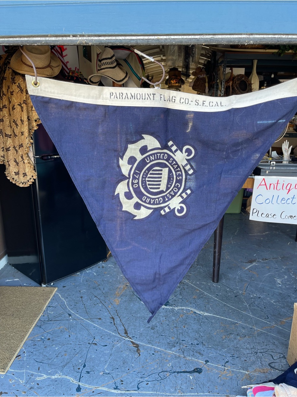 Vintage-Style United States Coast Guard Pennant Flag - Navy Blue